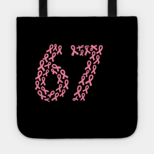 67 Meme with Breast Cancer Awareness Tote