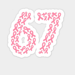67 Meme with Breast Cancer Awareness Sticker