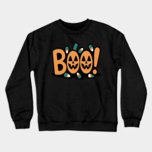 Spooky Booo Jack O Lantern Candy Corn Halloween Crewneck Sweatshirt