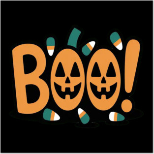 Spooky Booo Jack O Lantern Candy Corn Halloween Posters and Art