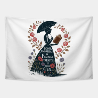 Books, Umbrellas And Feminist, Strength In Being Open, Human Rights Shirt, Rights Shirt for Women, Women's Rights, Feminist Tapestry