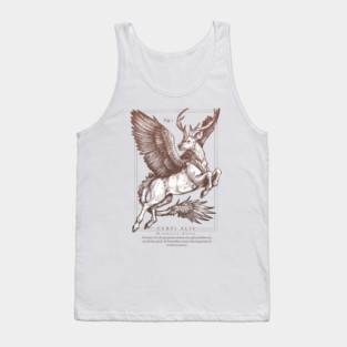 Peryton artwork - mythical creature, medieval bestiary, fantasy deer, winged deer, ink illustration, inktober Tank Top