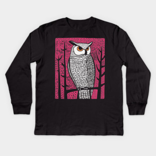 Forest Owl Kids Long Sleeve T-Shirt