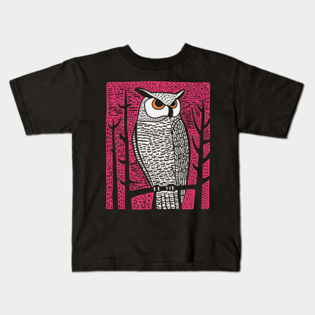 Forest Owl Kids T-Shirt by TuncGK