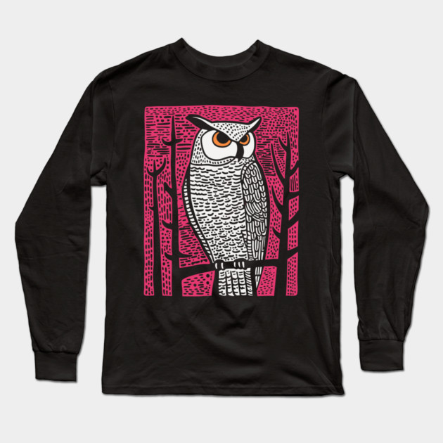 Forest Owl Long Sleeve T-Shirt by TuncGK