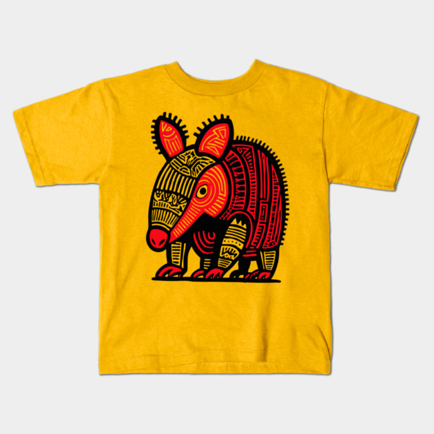 Tribal Armadillo Kids T-Shirt by TuncGK