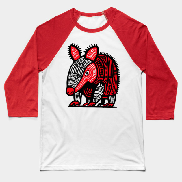 Tribal Armadillo Baseball T-Shirt by TuncGK