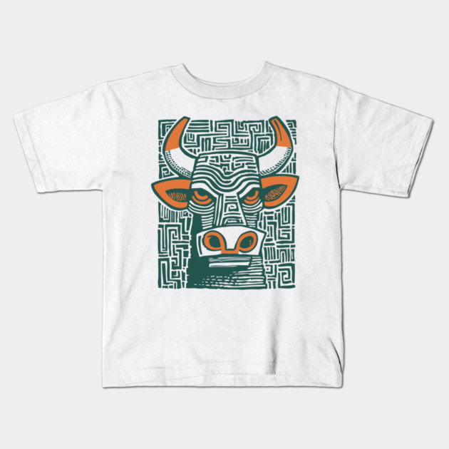 Labyrinth Bull - Minotaur Kids T-Shirt by TuncGK