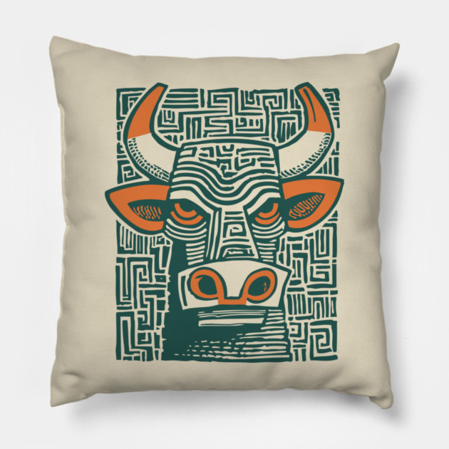 Labyrinth Bull - Minotaur Pillow by TuncGK