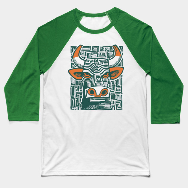 Labyrinth Bull - Minotaur Baseball T-Shirt by TuncGK