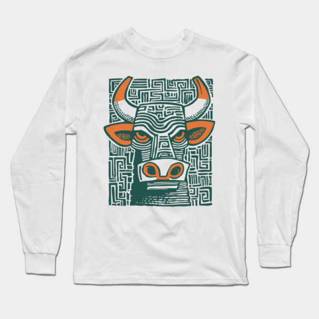 Labyrinth Bull - Minotaur Long Sleeve T-Shirt by TuncGK