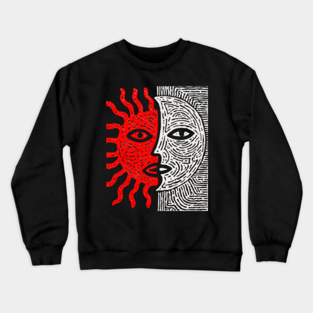 Sun and Moon Crewneck Sweatshirt by TuncGK