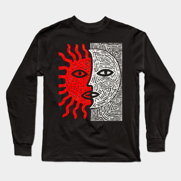 Sun and Moon Long Sleeve T-Shirt by TuncGK