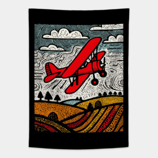Vintage Biplane Tapestry
