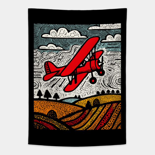 Vintage Biplane Tapestry by TuncGK
