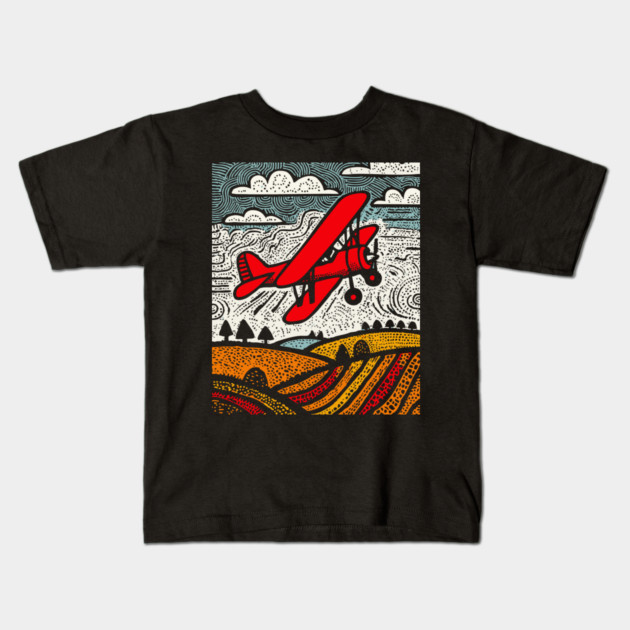 Vintage Biplane Kids T-Shirt by TuncGK