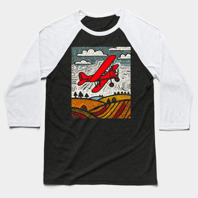 Vintage Biplane Baseball T-Shirt by TuncGK