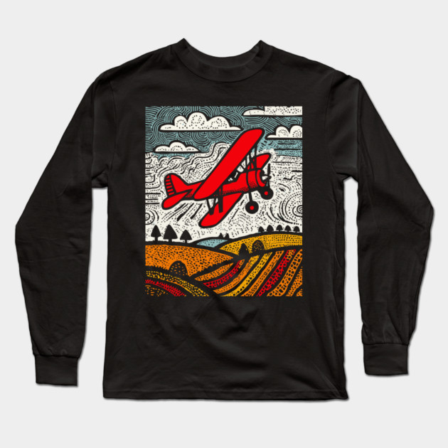 Vintage Biplane Long Sleeve T-Shirt by TuncGK