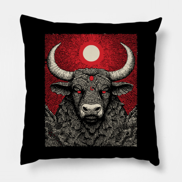 Mystic Taurus Zodiac Pillow by TuncGK