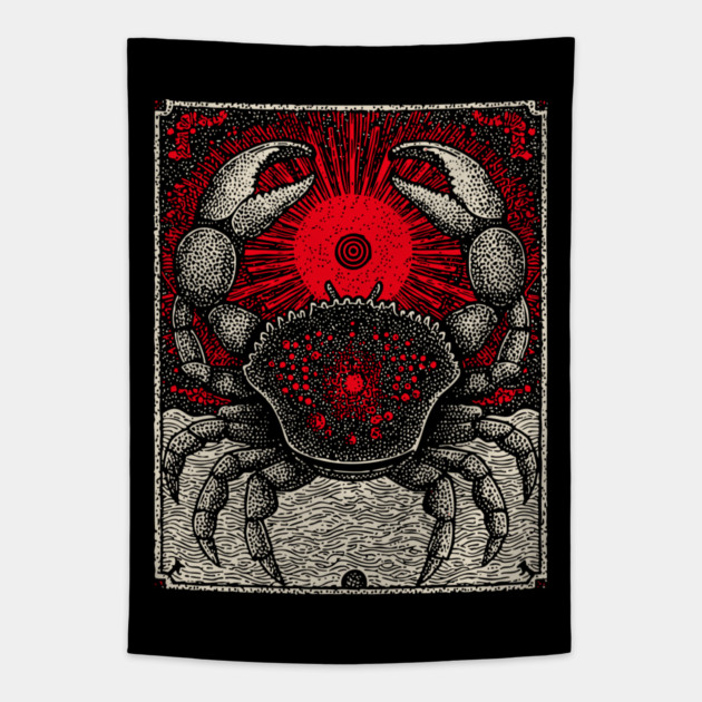 Nocturnal Cancer Zodiac Tapestry by TuncGK