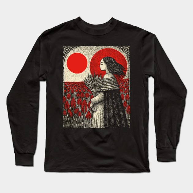 Nocturnal Virgo Zodiac Long Sleeve T-Shirt by TuncGK