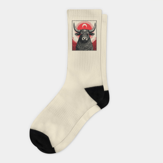 Nocturnal Taurus Zodiac Socks by TuncGK