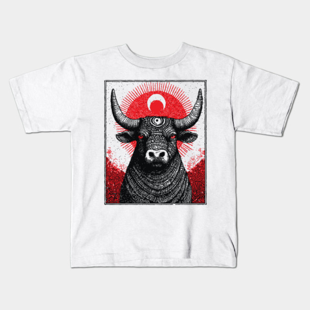 Nocturnal Taurus Zodiac Kids T-Shirt by TuncGK