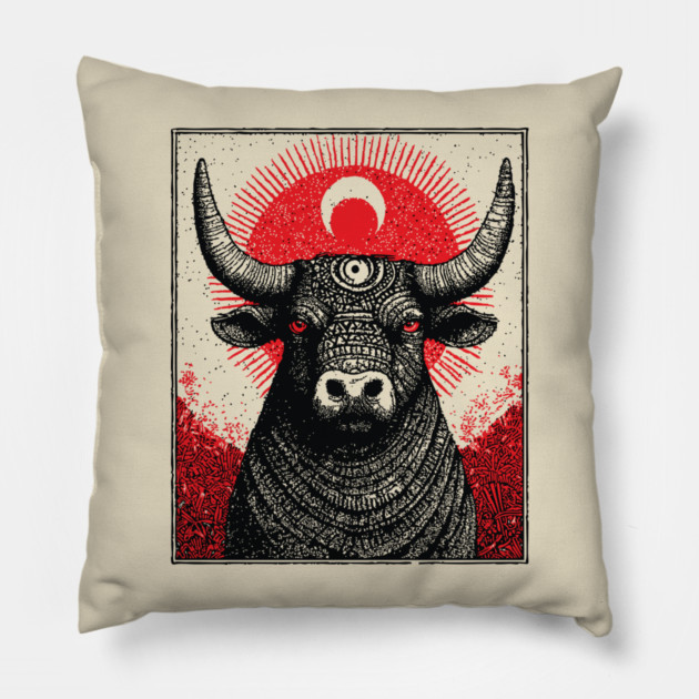 Nocturnal Taurus Zodiac Pillow by TuncGK