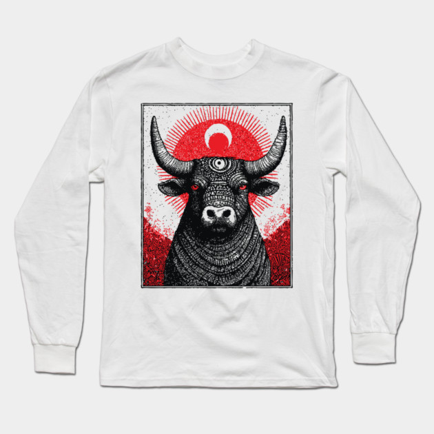Nocturnal Taurus Zodiac Long Sleeve T-Shirt by TuncGK