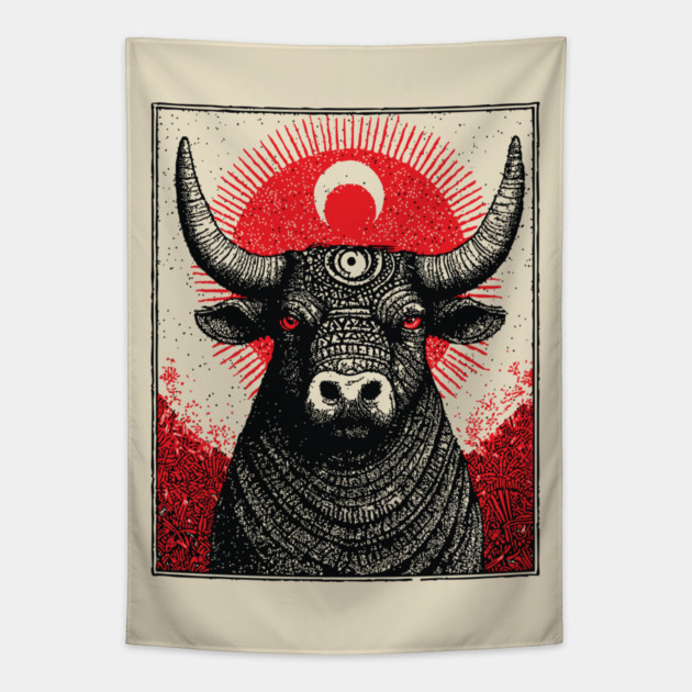 Nocturnal Taurus Zodiac Tapestry by TuncGK