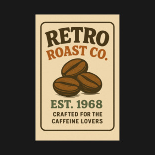 Vintage Coffee Bean Retro Roast Design T-Shirt