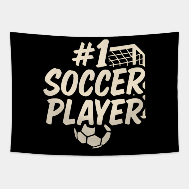 #1 Soccer Player Graphic – Funny Sports Athlete Gift Artwork Tapestry by MakerMind8.2