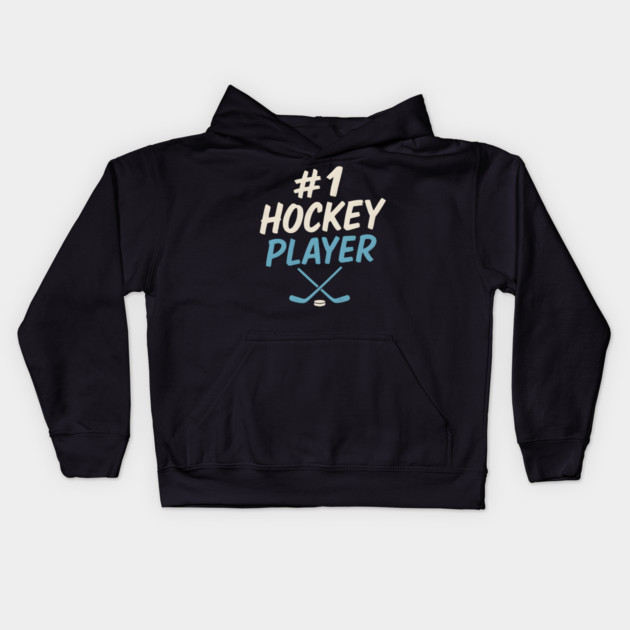 #1 Hockey Player Graphic – Ice Sports Athlete Gift Artwork Kids Hoodie by MakerMind8.2