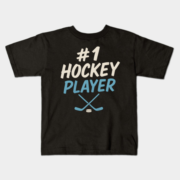 #1 Hockey Player Graphic – Ice Sports Athlete Gift Artwork Kids T-Shirt by MakerMind8.2