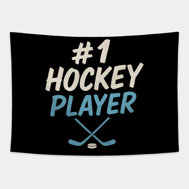 #1 Hockey Player Graphic – Ice Sports Athlete Gift Artwork Tapestry by MakerMind8.2