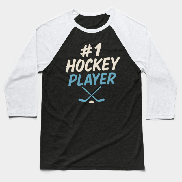 #1 Hockey Player Graphic – Ice Sports Athlete Gift Artwork Baseball T-Shirt by MakerMind8.2