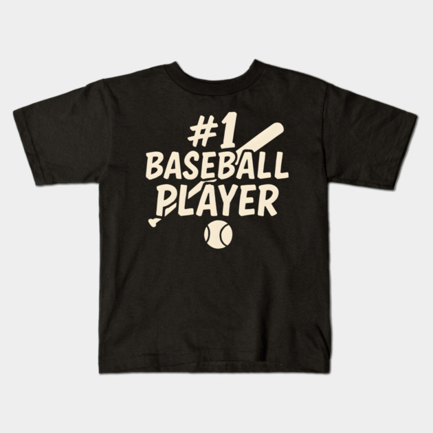 #1 Baseball Player Graphic – Sports Athlete Gift Artwork Kids T-Shirt by MakerMind8.2