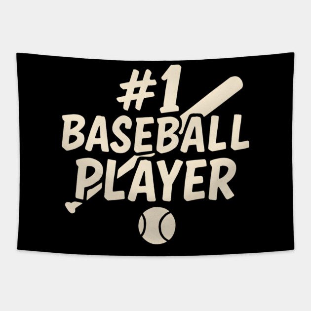 #1 Baseball Player Graphic – Sports Athlete Gift Artwork Tapestry by MakerMind8.2