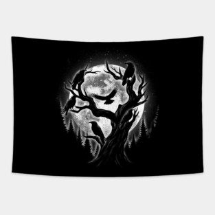 Moonlight Crows Tapestry