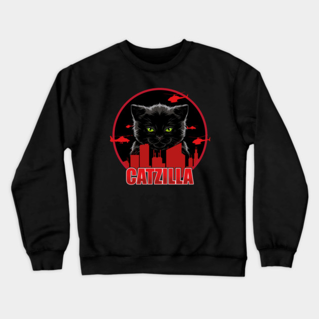 Catzilla – The Furry Destroyer of Cities Crewneck Sweatshirt by Butter Creative