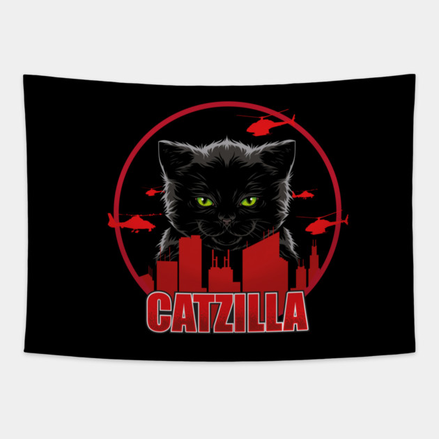 Catzilla – The Furry Destroyer of Cities Tapestry by Butter Creative