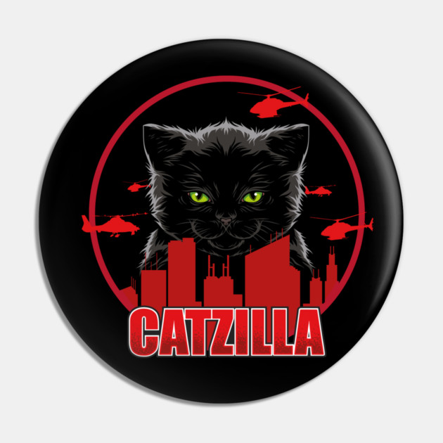 Catzilla – The Furry Destroyer of Cities Pin by Butter Creative