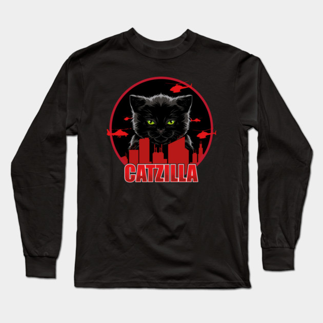 Catzilla – The Furry Destroyer of Cities Long Sleeve T-Shirt by Butter Creative