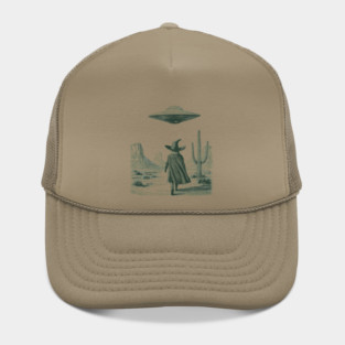 UFO Invasion Sightings Wizardry Extraterrestrial Space Aliens Witchy Vibes Witchcraft Wizarding World Halloween Wizard Hat Arizona Cactus Desert Landscape Artwork Hat