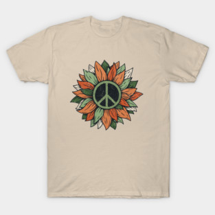 Distressed Flower Peace Sign T-Shirt
