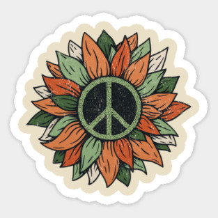 Distressed Flower Peace Sign Sticker