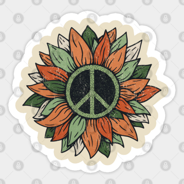 Distressed Flower Peace Sign Sticker by Shit Post Hero