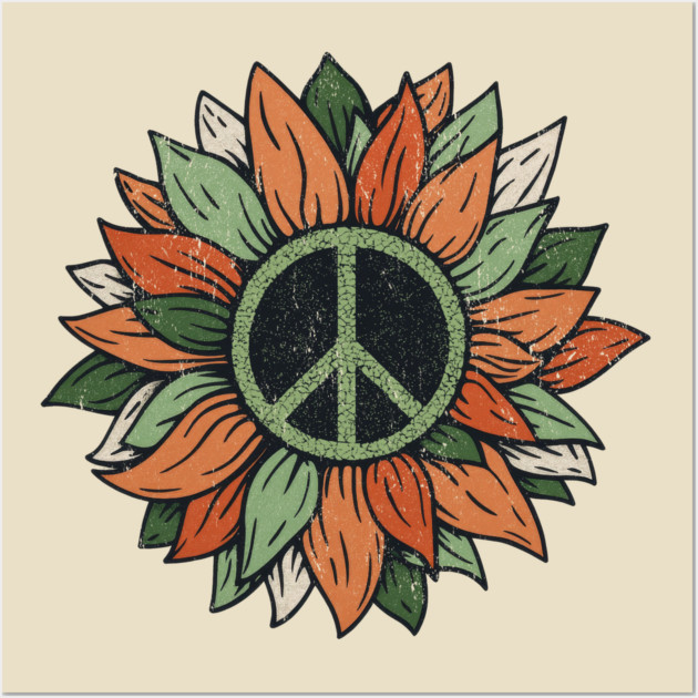 Distressed Flower Peace Sign Wall Art by Shit Post Hero