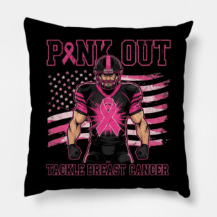 Pink Ribbon Football - October Football Breast Awareness Pillow