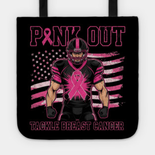 Pink Ribbon Football - October Football Breast Awareness Tote
